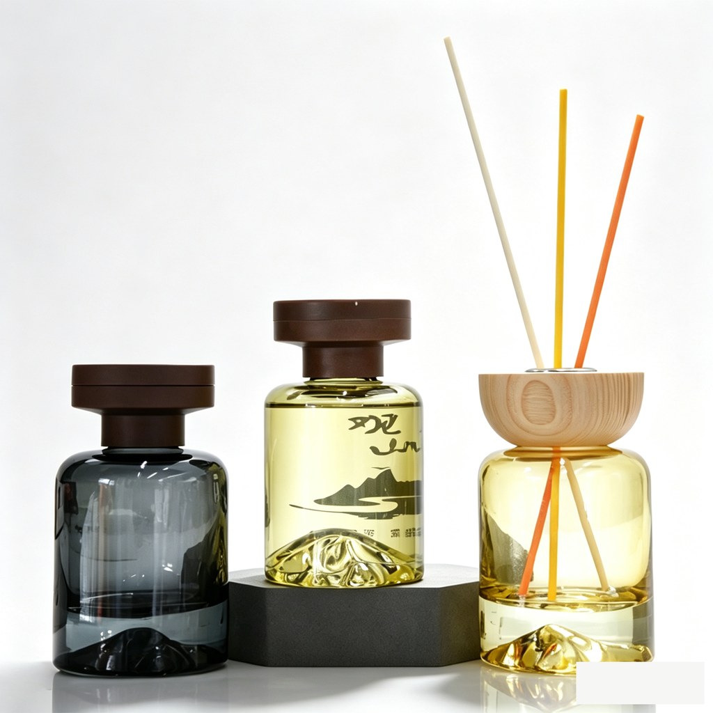 Glass reed diffuser bottles with natural rattan sticks