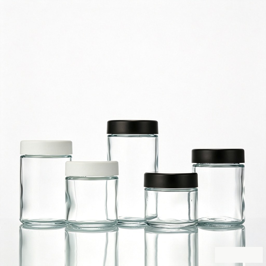 Glass flower jars with child-resistant caps