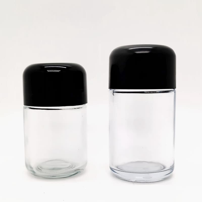 60ml 90ml 100ml 180ml Empty Smell Proof Stash Child Resistant Cannabis Jar With Dome CRC Lid