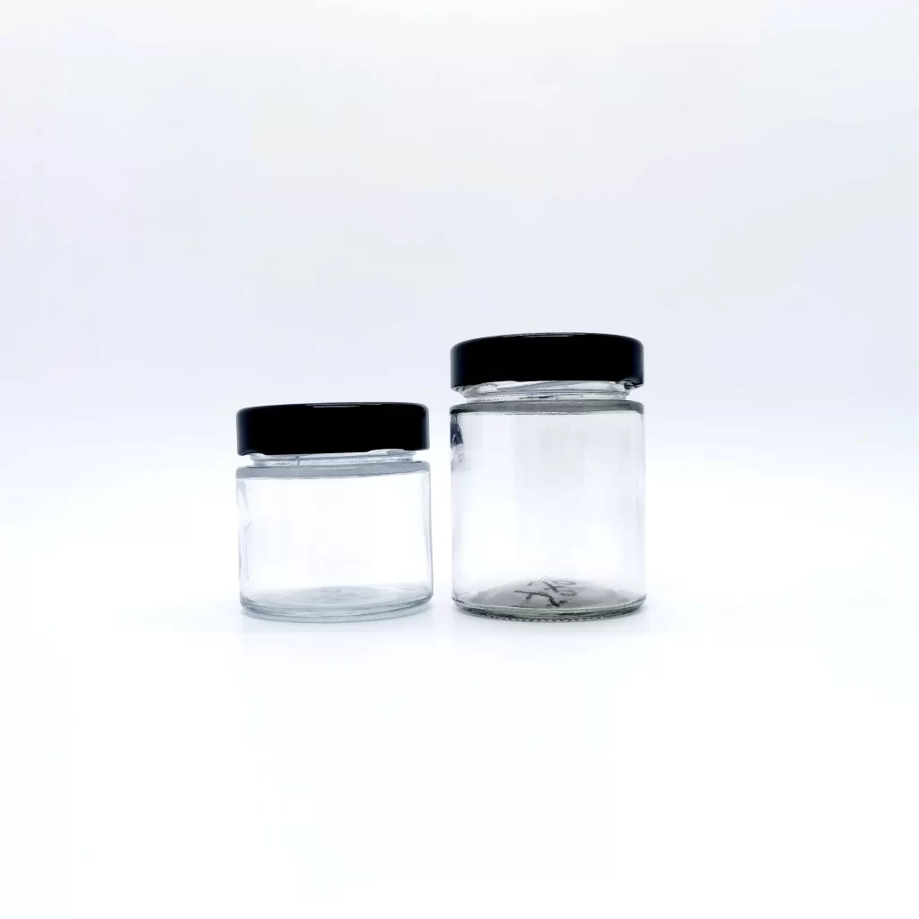 Empty Clear Round Canned Food Glass Jar 100ml 200ml 350ml 500ml Honey Jam Jar Glass Chili Sauce Bottles With Deep Metal Lid