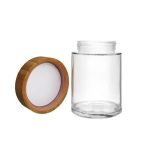 Wholesale Straight Side Premium Quality Customized Printing candy jars 3.5g 3oz 4oz Child Resistant Glass Jar with CR wooden grain Lid | Eaglebottle