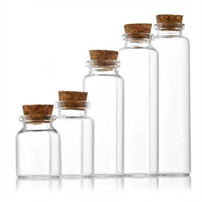 Diameter 30mm 30ml 35ml 40ml 50ml 60ml gift glass Vials Test Tube With Cork flat bottom Transparent Lab Empty Scented tea Tubes