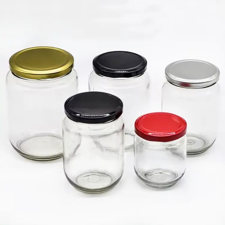 Glass Storage Jar 30ml-1000ml Empty Round Hermetic Pickle Canned Food Jam Glass Container With Metal Lid