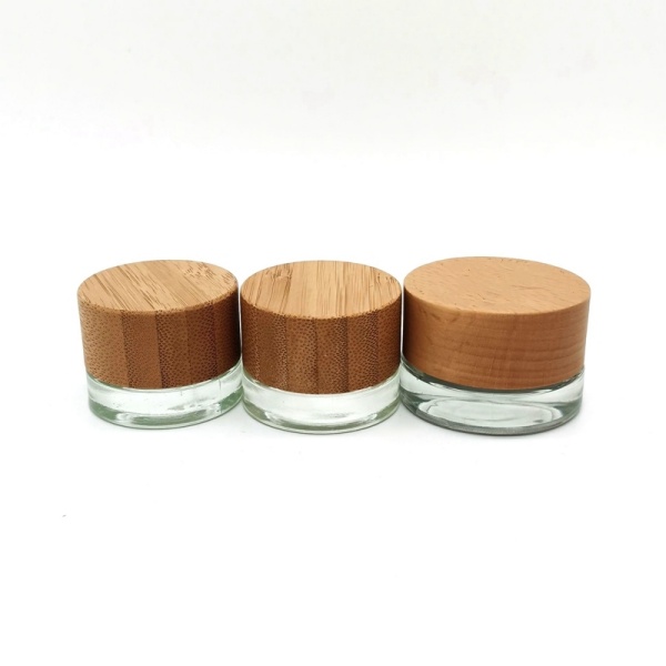 5ml 7ml 9ml Transparent Glass Concentrate Jar With Bamboo Child Resistant Lid