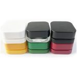 Wholesale Glass Cube Square Containers Cosmetic Concentrate Jars 5ml Thick Colorful Vidacan Concentrate jar With Plastic Child Resistant Lids For Oil Lip Balm | Eaglebottle