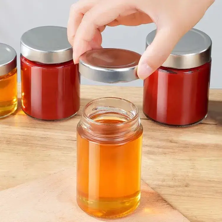 glass jars with deep tinplate lids