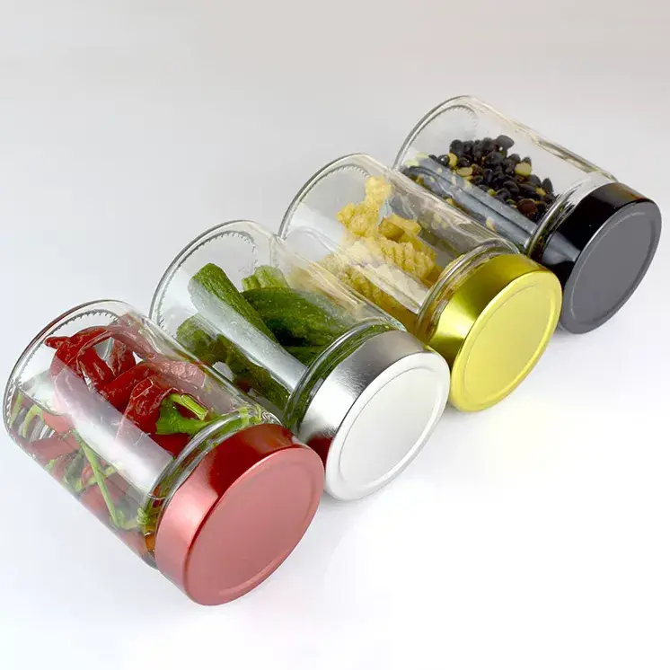 glass jars with deep tinplate lids