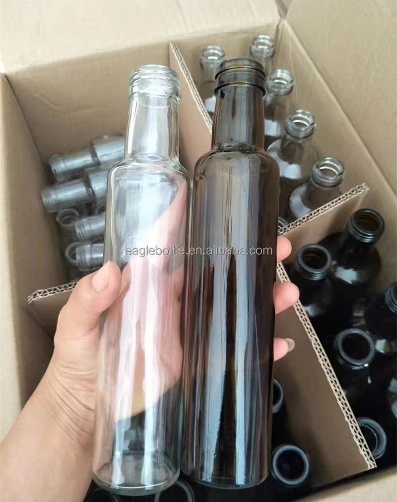 Bulk Sesame Oil Bottle 250ml 500ml Stocked Empty Square Round Amber Green Clear Glass Bottle Olive Oil Bottle With Pourer