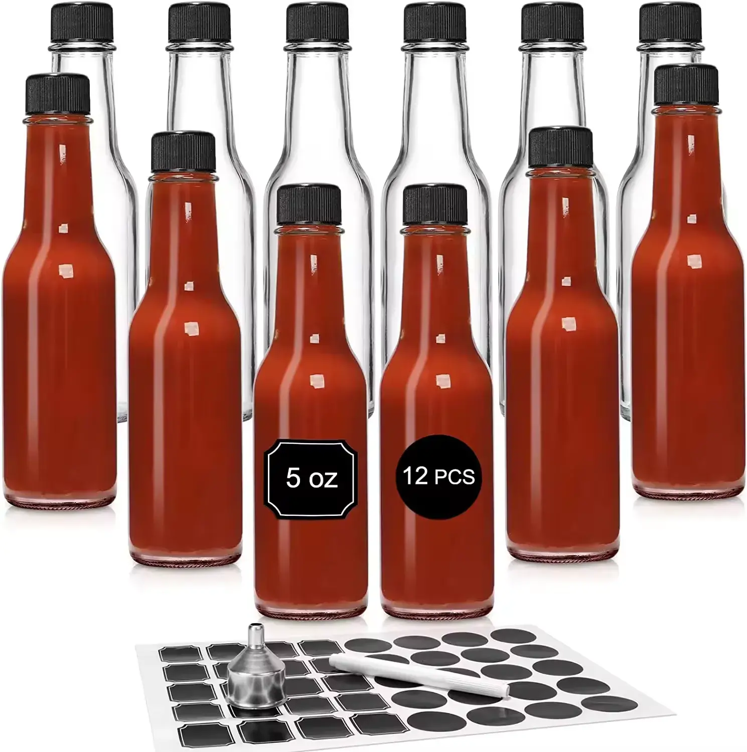 Recyclable 3oz 90ml 5oz 150ml Hot Sauce Woozy Glass Bottle With Leak Proof Screw Cap And Dropper Insert For Kitchen