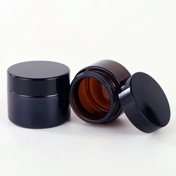 Custom Mini 10ml 15ml 30ml Amber Clear Blue Black Glass Lip Balm Containers Cosmetic Cream Jars 5g 0.5oz Skincare Jar With Lid