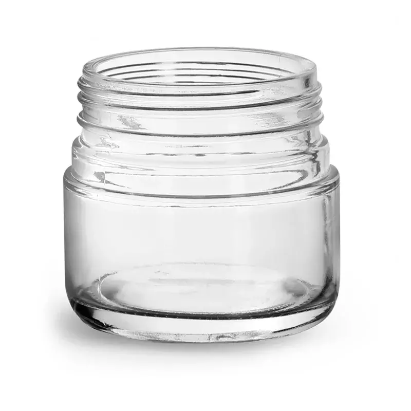 Round Clear 1oz 2oz 3oz 4oz Glass Marijuana Jar With Dome Child Resistant Cap